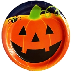 **Pumpkin Face Dinner Plates - 8 PK